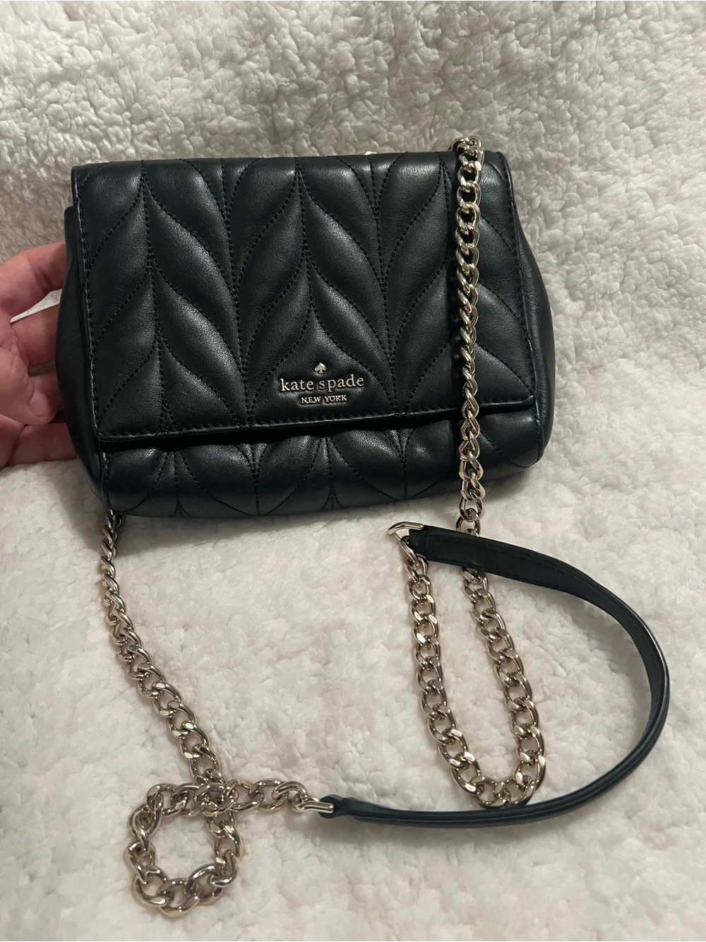 Mini Evelyn Quilted Crossbody w Gold Chain - kate spade